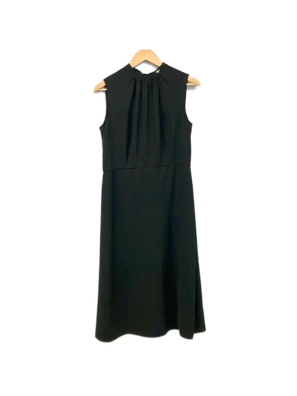 Prada Dress Black Sleeveless Maxi Length Triangle Logo Grosgrain